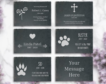 Personalised Slate Memorial Plaque , Engraved Stone Remembrance Personalized Gift , Any Relation Pet Lover Animal Sentiment