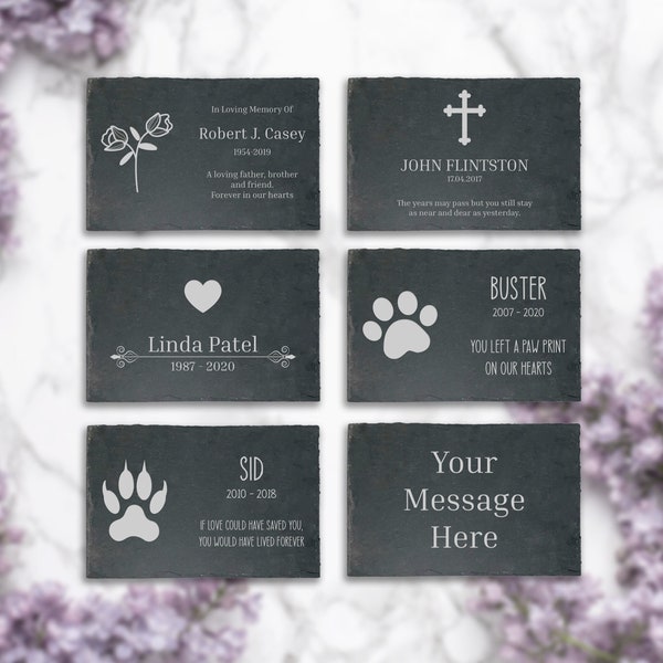 Personalised Slate Memorial Plaque , Engraved Stone Remembrance Personalized Gift , Any Relation Pet Lover Animal Sentiment