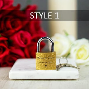 Personalised Engraved Padlock Brass Couples Gift Idea Customised Love Lock Wedding Gift image 6