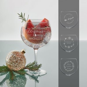Personalised Gin Glass Engraved Christmas Drinking Gin and Tonic Glass ideal Kitchenware Glassware Gift Idea for Xmas