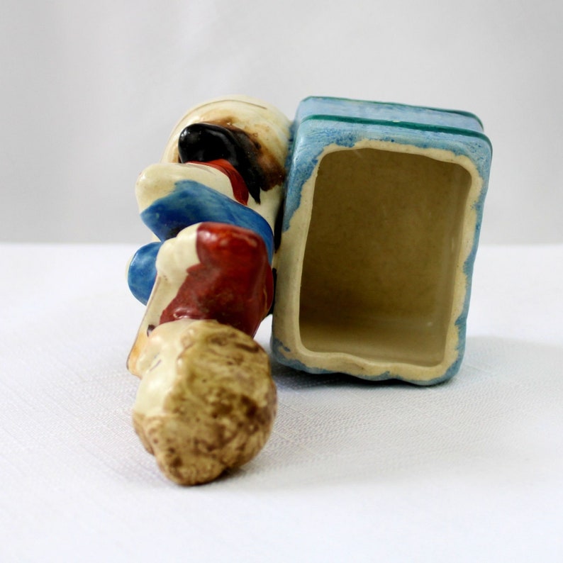 Made in Occupied Japan Small Porcelain Planter, Boy Playing Fiddle