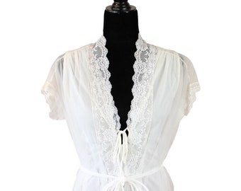 Vintage Slumber Suzy Peignoir Set Nightgown and Robe White Sheer