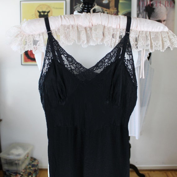 Vintage Vanity Fair Black Slip, Lacey Goth Slip, C