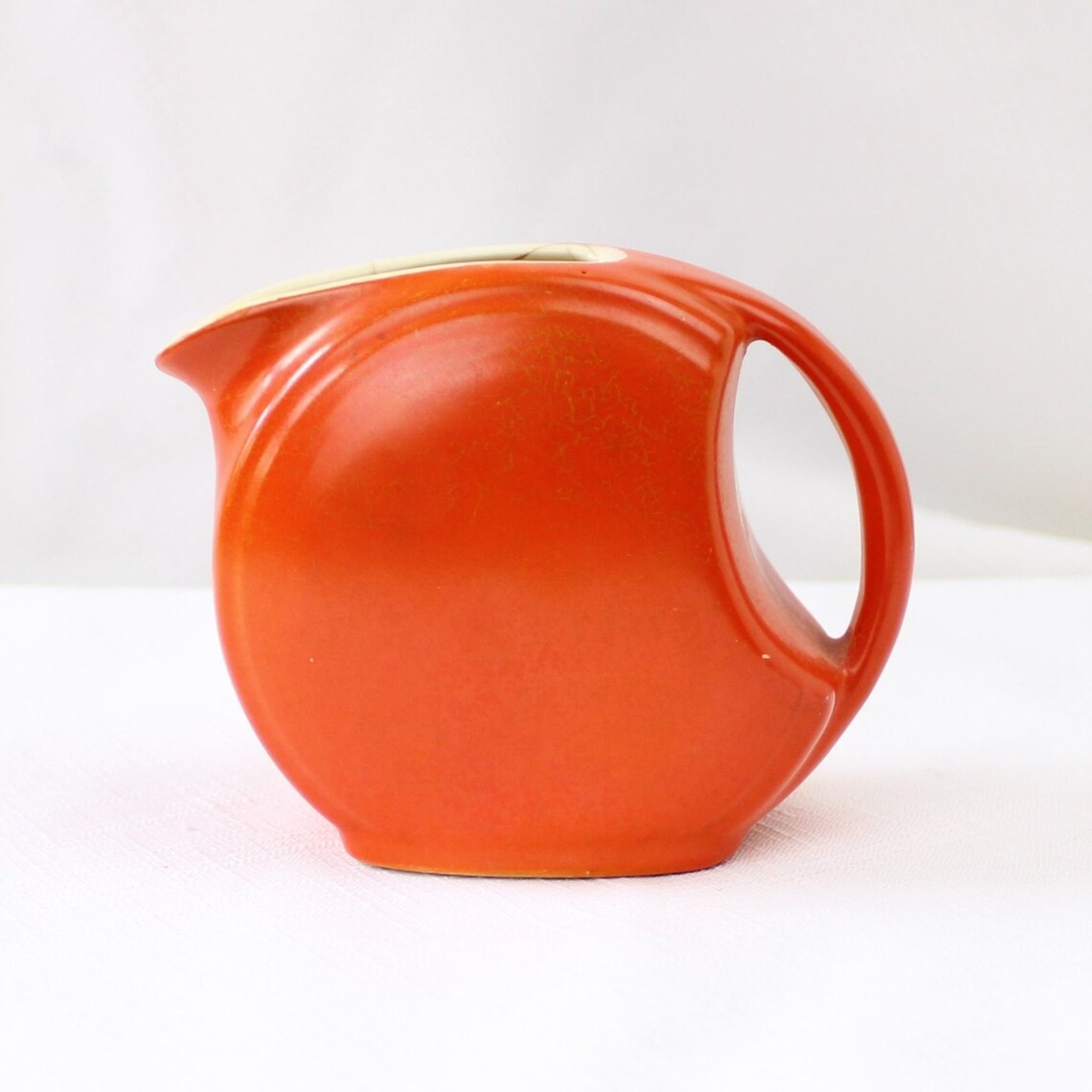 Red Orange Fiestaware Pitcher Unmarked Small Pitcher Vintage Etsy