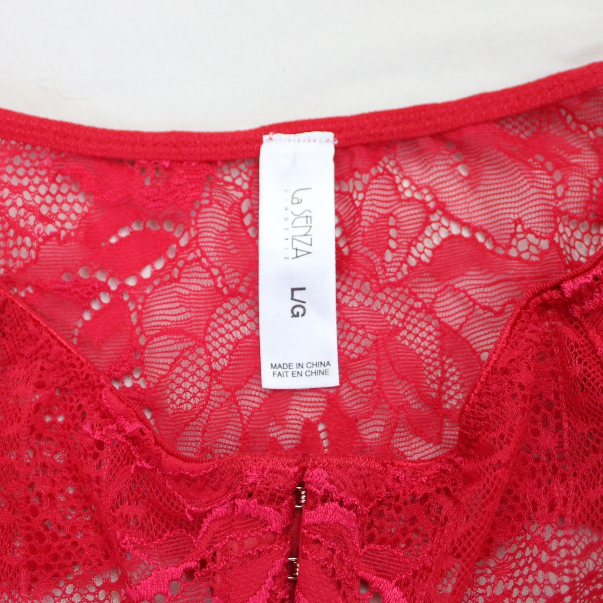 La Senza Red Lace Garter Belt Thick Width Gold Fasteners Lingerie