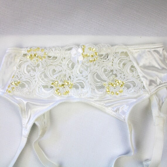 Bridal White Garter Belt, Lingerie Size Smal… Gem