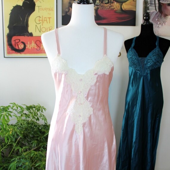 Handmade Vintage Nightgown, Pink Criss Cross Strap