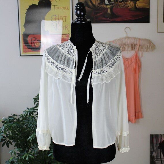 Lace Bed Jacket, Vintage Bed Jacket, 1950s Bed Jac