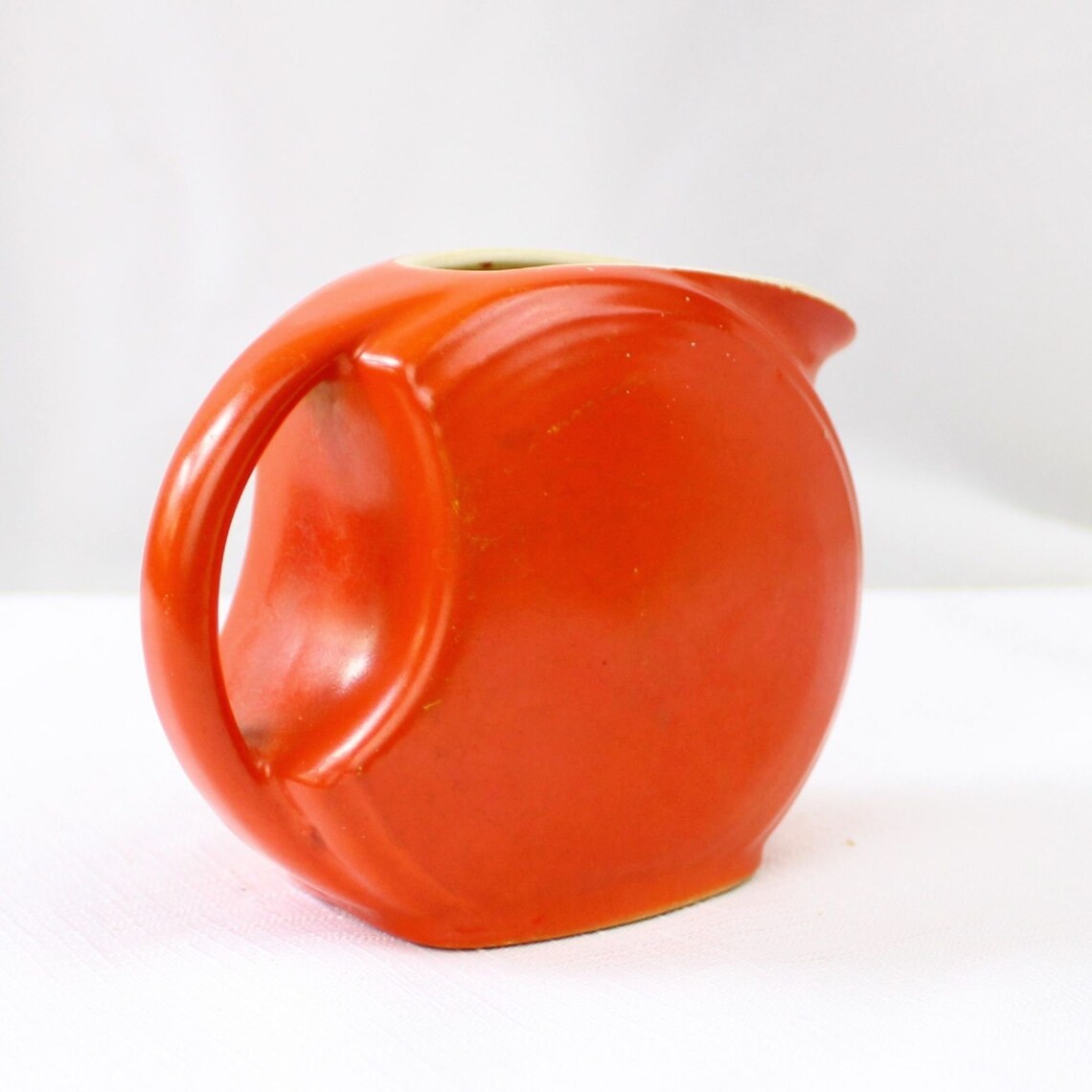 Red Orange Fiestaware Pitcher Unmarked Small Pitcher Vintage Etsy