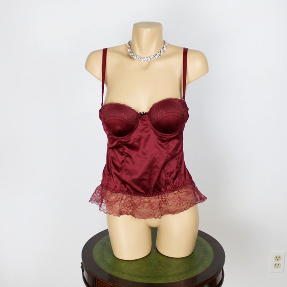 La Lingerie Corset Bra, Wine Colored Intimates, Size Large, Padded  Underwire Cups, Lingerie Top, Sweetheart Neckline, Wife Girlfriend Gift 
