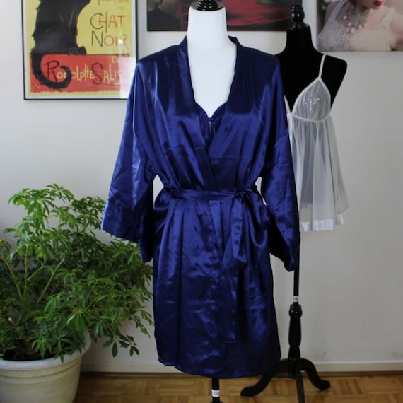 Le Boudoir Peignoir Set, Royal Blue Negligee and R
