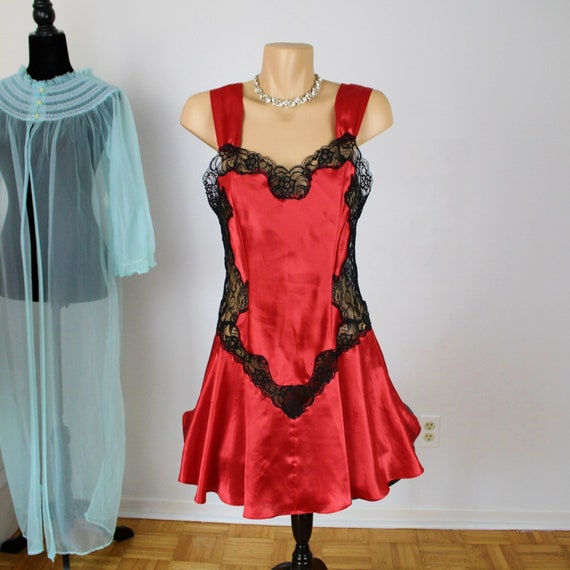 Vintage Victoria's Secret Gold Label, Red Black F… - image 1