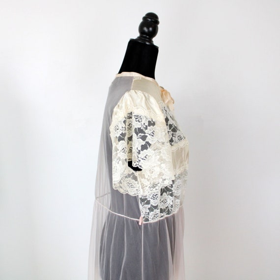 Edwardian Style Dressing Gown, Lace Satin Neglige… - image 7