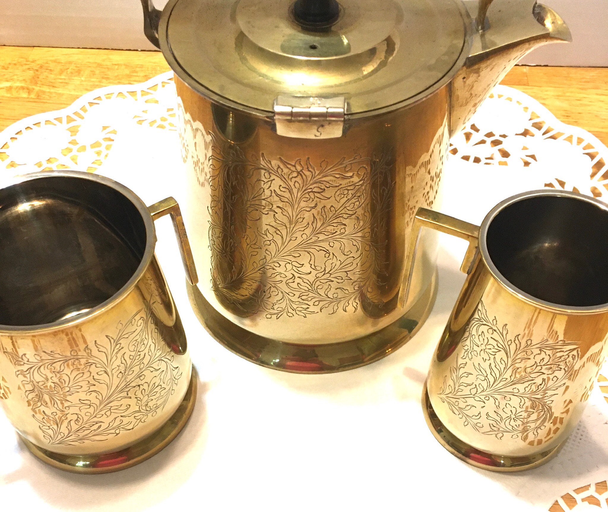 Vintage Brass Tea Set Etsy