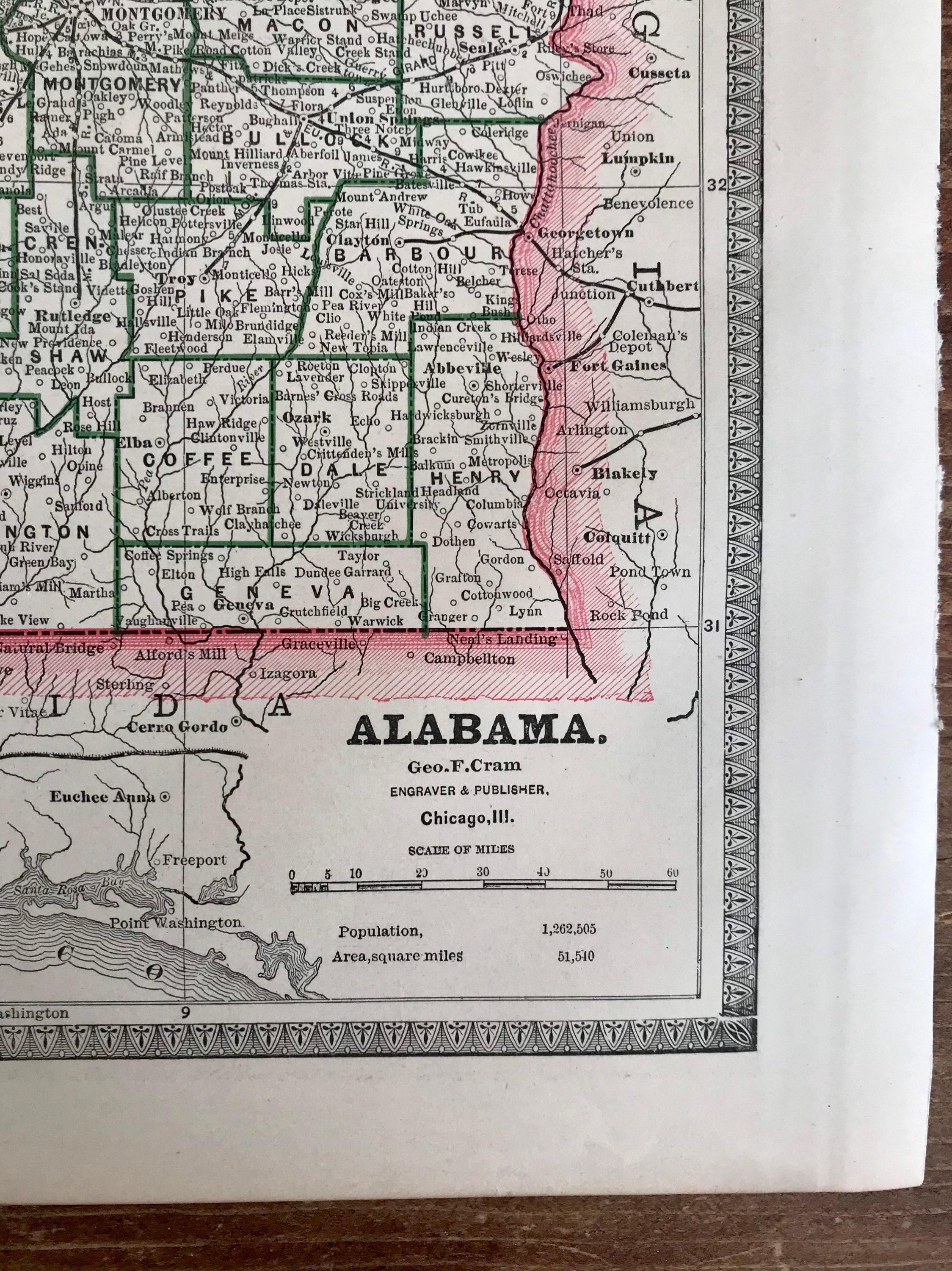 1885 Antique Florida alabama Map - Il Fullxfull.3589144774 Dcsd