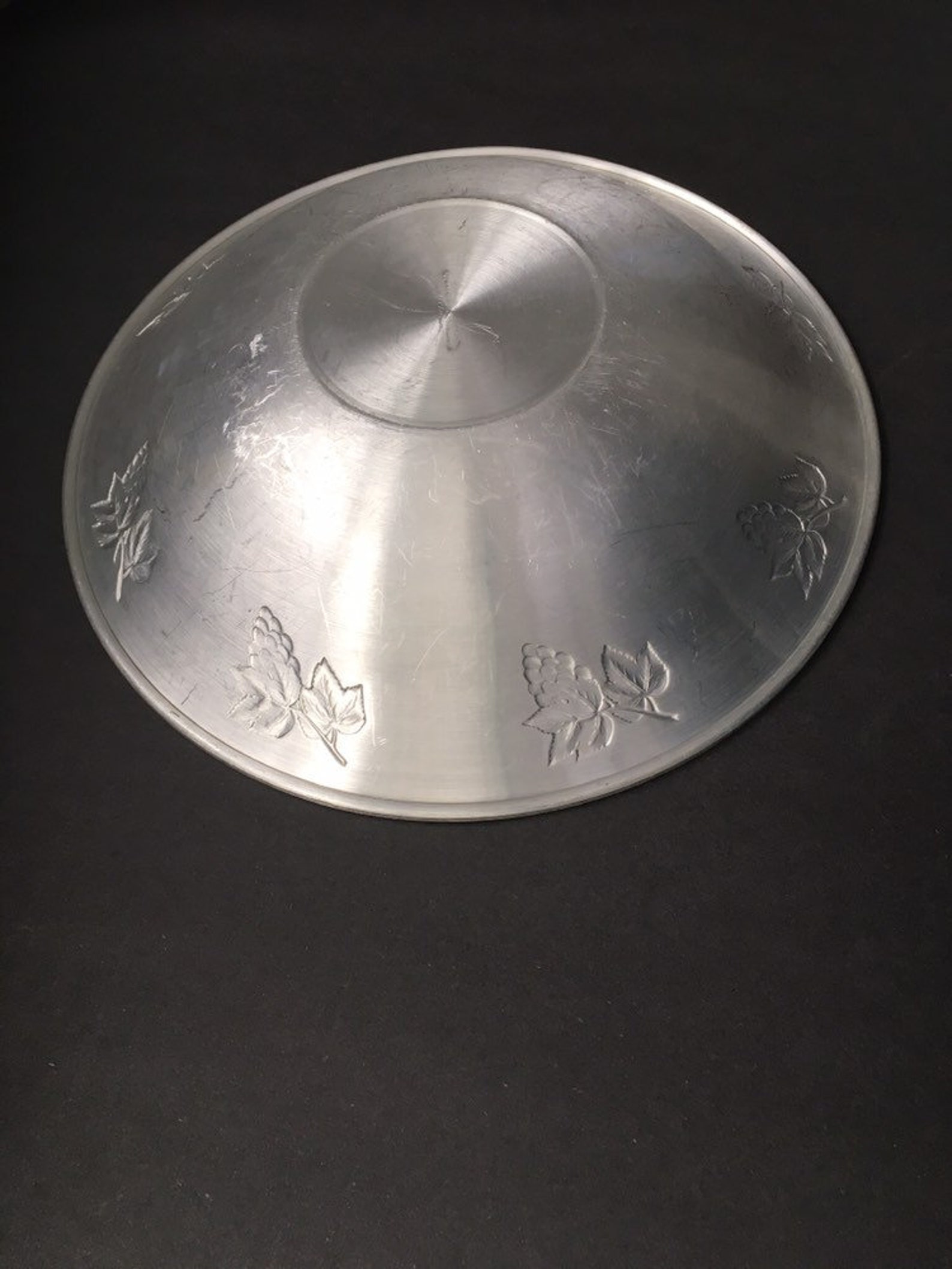 Antique Hammered Aluminum Grape and Lead Design Bowl Etsy