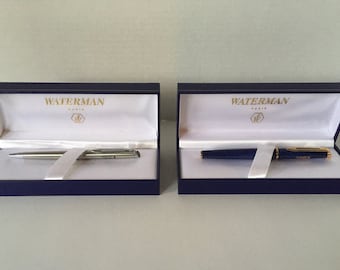 Waterman Fountain Pen Fine Pt  & Ballpoint Pen Silver Set New In Box 