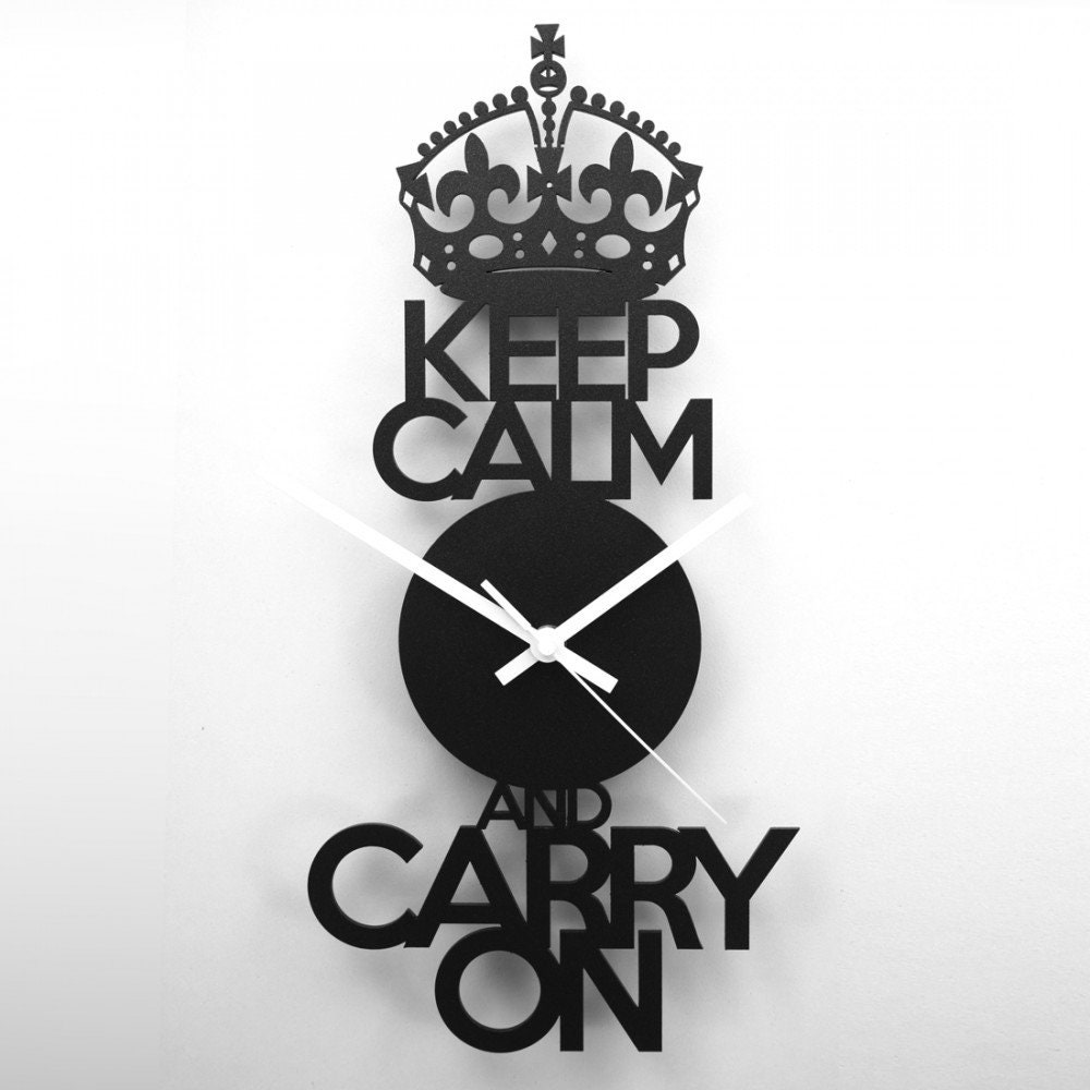 Horloge Platinium - Keep Calm & Carry On 20 cm X 40 Fabriqué en France