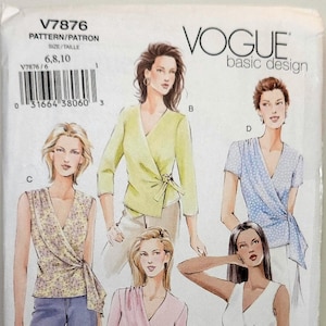 Vogue Basic Design V7876 vintage sewing pattern wrap top blouse Size 6 8 10 UNCUT FACTORY FOLDED