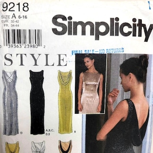 Einfachheits 9218 2000er Jahre Vintage Schnittmuster Abendkleid Kleid Gr. 6 8 10 12 14 16 ungeschnitten vorgefaltet