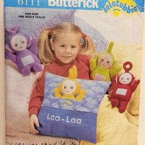 Butterick 6111 Teletubbies vintage sewing pattern mini dolls pillows ONE SIZE UNCUT factory folded
