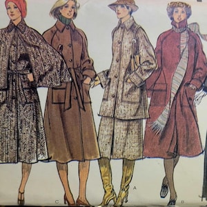 Vintage Vogue 9614 sewing pattern – A line coat cape and skirt, 1970s, Size 16 UNCUT