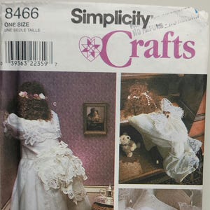 Simplicity 8466 1990-tals vintage sömnadsmönster arvkläder dockkläder Oklippta fabriksvikta