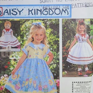 Vintage Simplicity 8616 sewing pattern – Daisy Kingdom child dress, 1999, Sizes 3-6 UNCUT