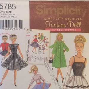 Patrón de costura para ropa de muñeca Barbie – Simplicity 5785, armario para muñeca de moda de 29 cm (11,5 pulgadas), sin cortar.