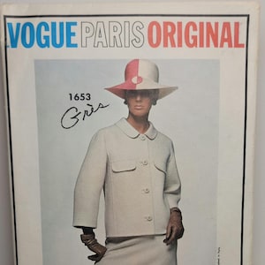 ヴォーグ・パリ オリジナル 1653 グレ 1960年代 ヴィンテージ ソーイングパターン クチュール スーツ ブラウス スカート サイズ18 プレカット済み