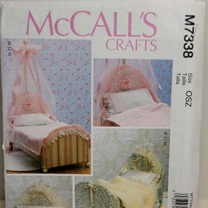 McCalls Crafts M7338 vintage sewing pattern doll canopy bed nursery decor OSZ UNCUT factory folded