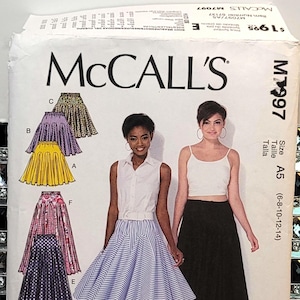 McCalls M7097 Misses Skirt Six Length Views Elastic Waist Size 6 8 10 12 14 Uncut Factory Folded