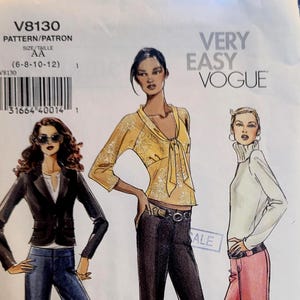 Vogue 8130 pattern – classic womens pants, Size 6 8 10 12 UNCUT