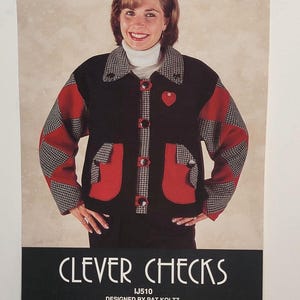 Indygo Junction IJ510 Clever Checks Pieced Wool Jacket Size XS to XXL Uncut Factory Folded