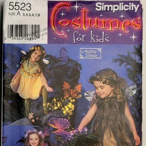 Fairy costume sewing pattern Simplicity 5523 2000s vintage Andrea Schewe Kids Halloween Size 3-8 Uncut Factory Folded