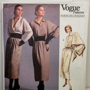 Vintage Vogue 1956 Calvin Klein Sewing Pattern – Shirt Skirt Scarf, 1987, Size 8-10-12 UNCUT