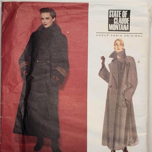 Vogue Paris Original 1253 Montana 1990s Long Coat Size 8-10-12 Uncut Factory Folded