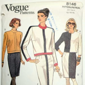 Vogue 8146 Very Easy Vogue 1980s vintage sewing pattern top skirt set Size 12 14 16 UNCUT FACTORY FOLDED