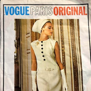 Designer Jeanne Lanvin Schnittmuster - Vogue 1602 Paris Original Kleid Grösse 10 VORSCHNITT KOMPLETT