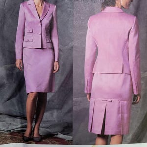 Molde de costura vintage Vogue V2828 DKNY – Conjunto de jaqueta e saia, anos 2000, tamanhos 8-10-12, sem cortes.