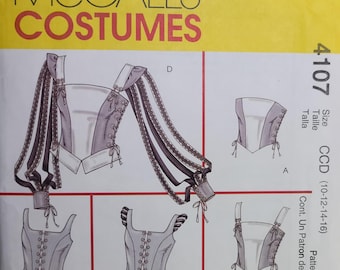 Vintage McCalls 4107 sewing pattern – Renaissance corset tops, 2003, Sizes 10-12-14-16 UNCUT