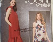 Vogue V1802 Very Easy modern sewing pattern shift dress high neck sleeveless XS XXL UNCUT factory folded