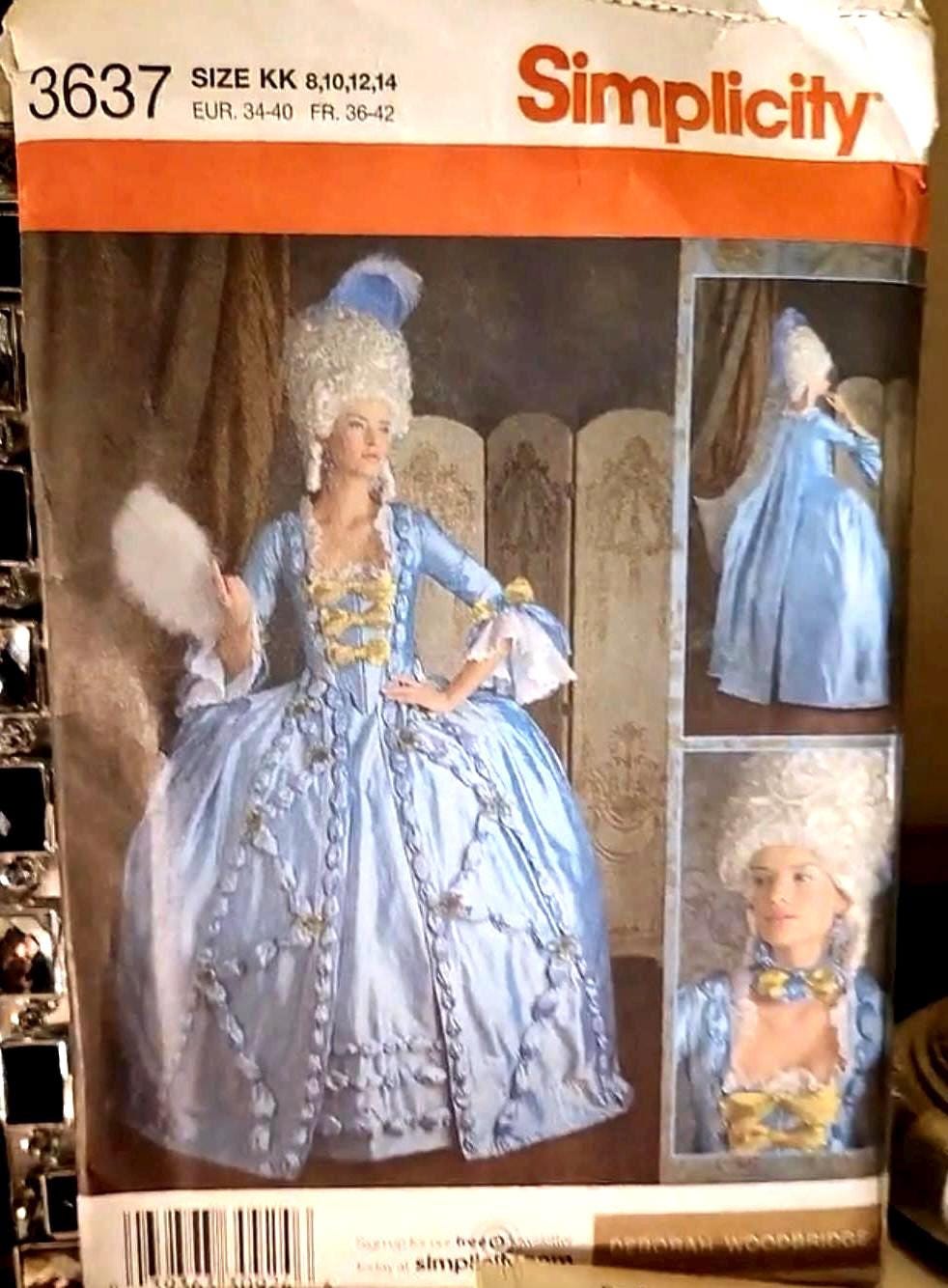 Simplicity 3637 18th Century Vintage Sewing Pattern Rococo Court