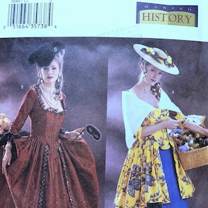 Georgian Dress Sewing Pattern Butterick 3640 | 18th Century Gown Costume Size 12–14–16 UNCUT | Colonial Rococo Historical Pattern
