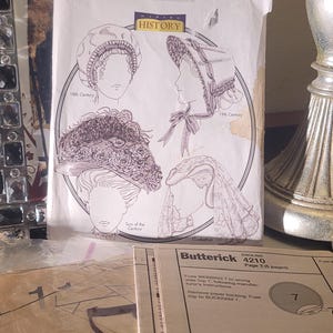Historical Hat Sewing Pattern | Butterick B4210 Precut | 18th–19th Century Bonnet, Edwardian & Elizabethan Cap Costume Hats