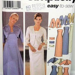 Simplicity 5561 vintage Misses evening dress jacket bolero purse strapless flared Size 12-14-16-18 Uncut Factory Folded