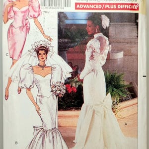 Butterick 3511 1980s vintage sewing pattern wedding gown mermaid train Size 12 14 16 UNCUT FACTORY FOLDED