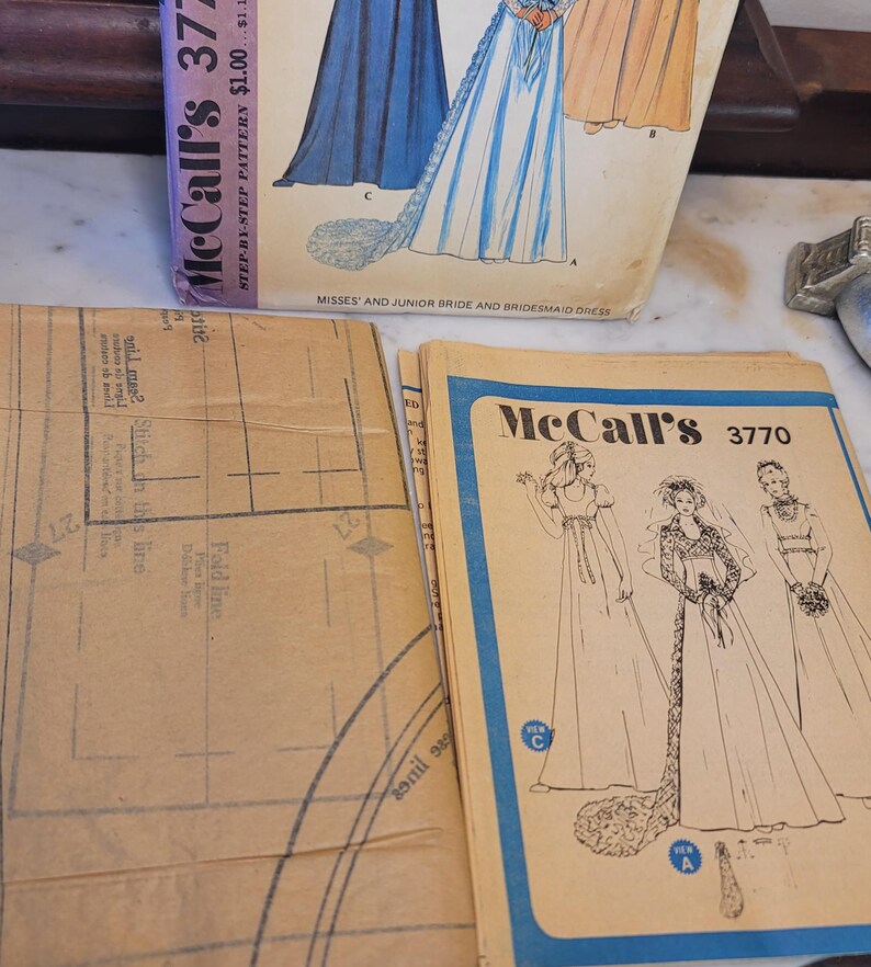 Vintage Bridal Gown Sewing Pattern – Mccalls 3770 Bride and Bridesmaid ...