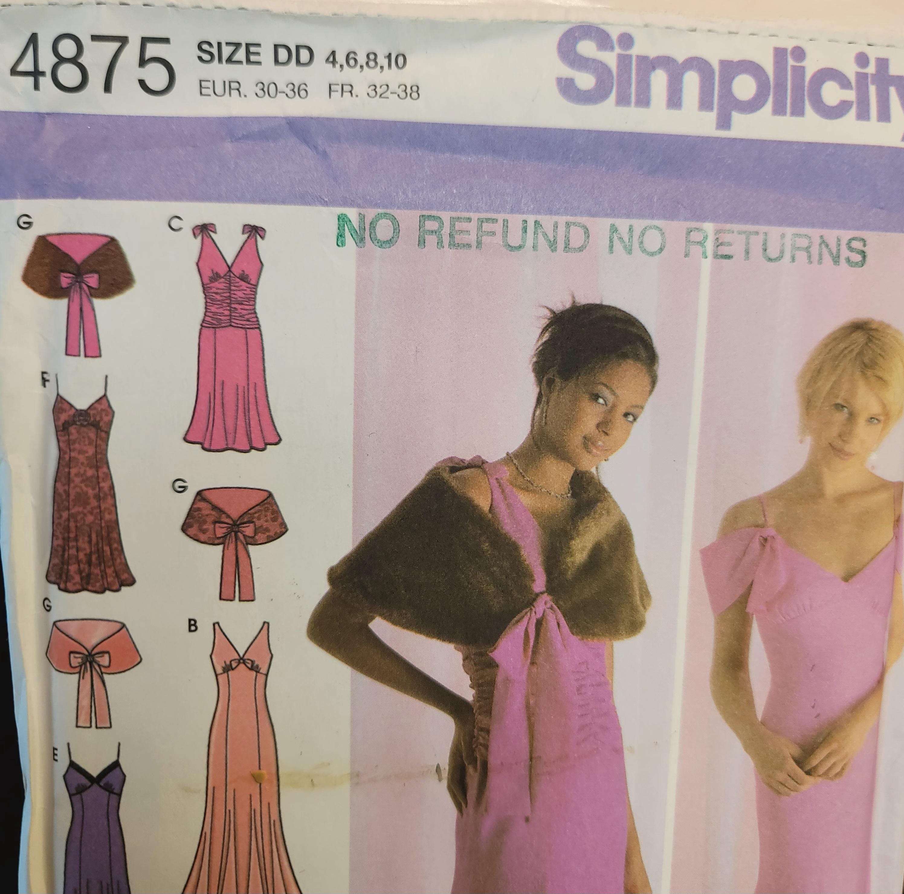 Simplicity 4875 Sewing Pattern – Evening Dress and Stole, Size D5