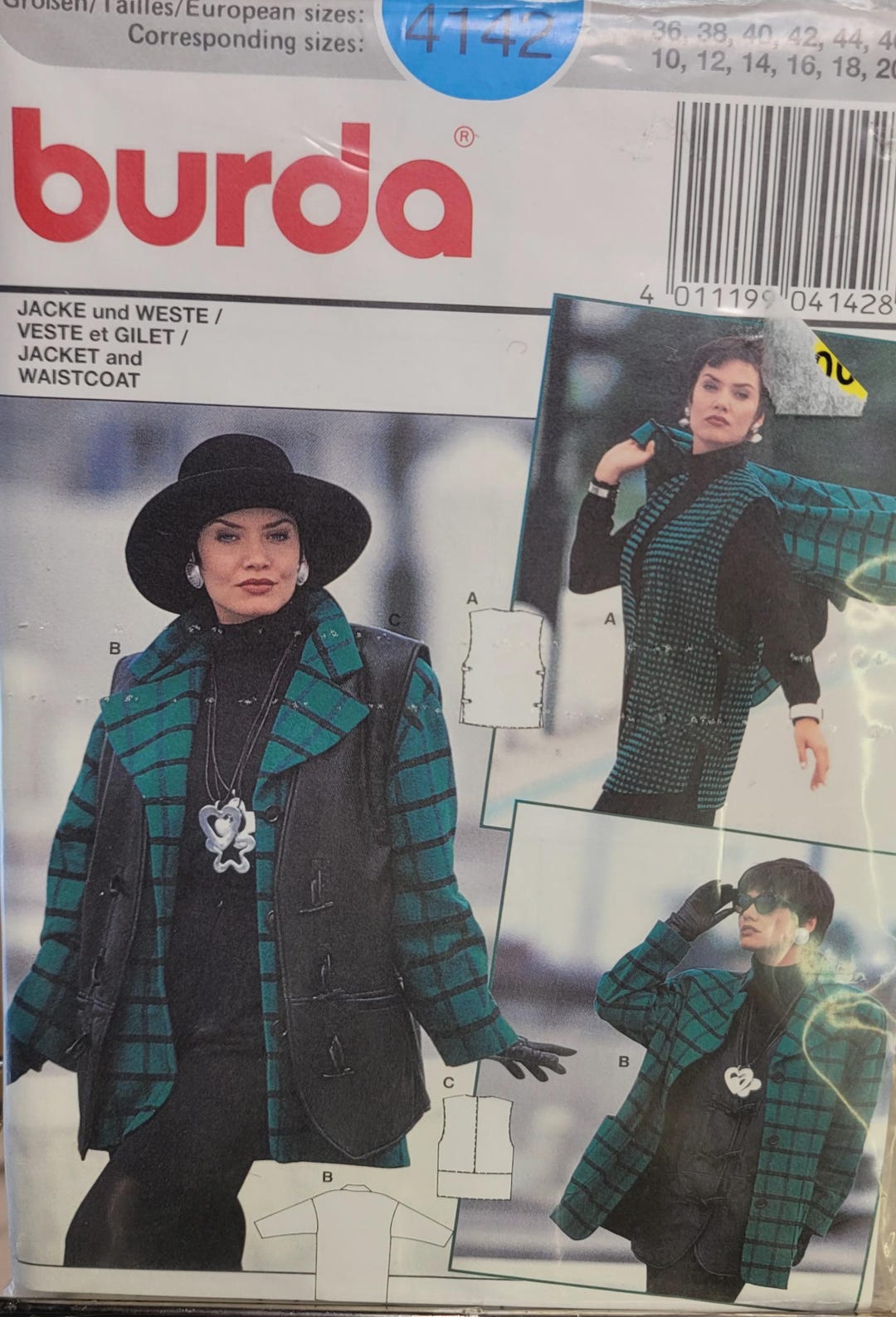 Vintage Burda 4142 Sewing Pattern – Jacket and Waistcoat, 1990s, Sizes ...